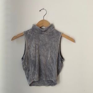 Gray Cropped Sleeveless Turtleneck M Lightweight
